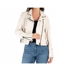 NEW MAURITIUS bita rf leather jacket in off white